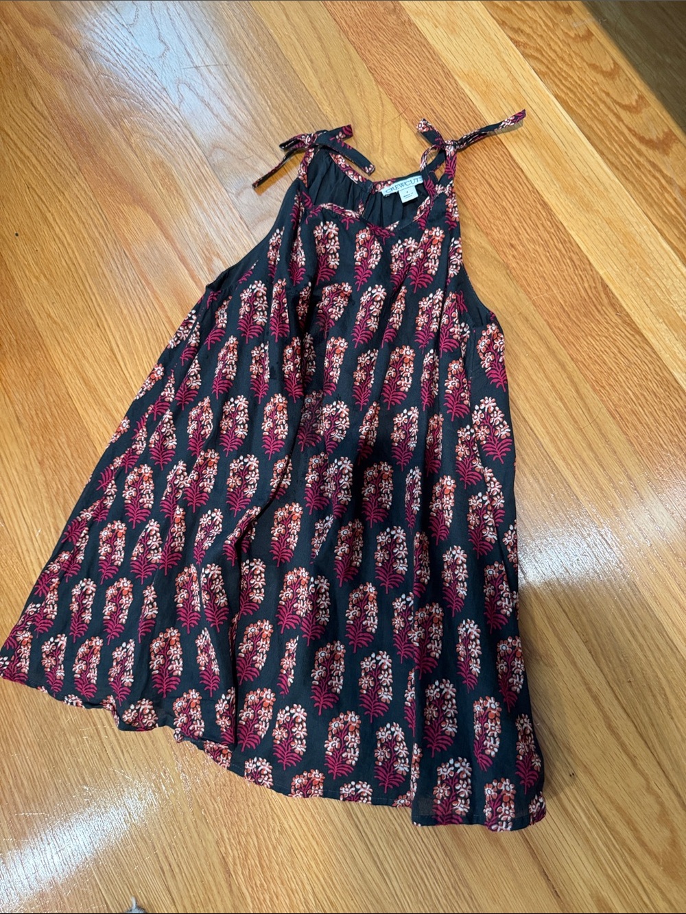 J. Crew Black Sundress with Burgundy & Cream Floral Print